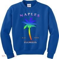 Retro Cool Original Naples Florida Beach Palm Tree Gift Kids Sweatshirt thumb 0
