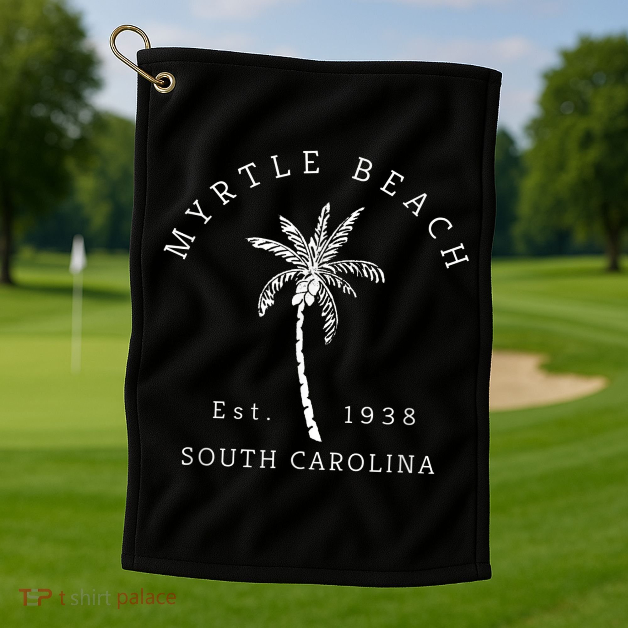 Retro Cool Original Myrtle Beach SC Palm Tree Novelty Golf Towel