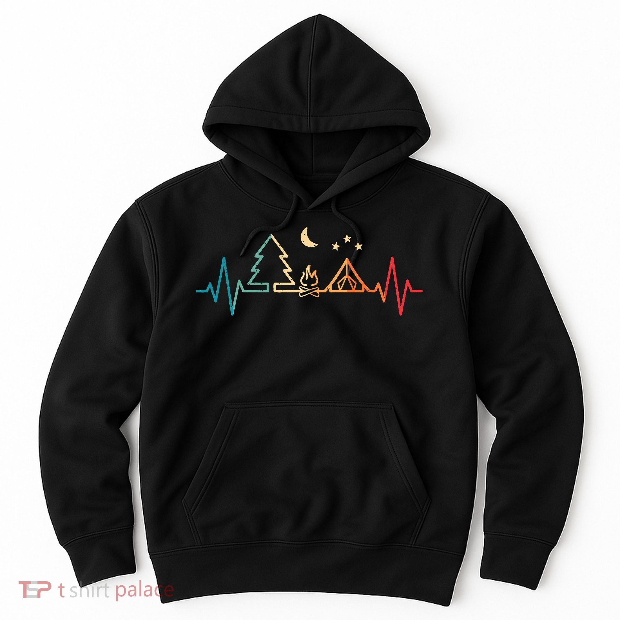 Retro Camping Outdoor Heartbeat Nature Camper Hiking Hoodie
