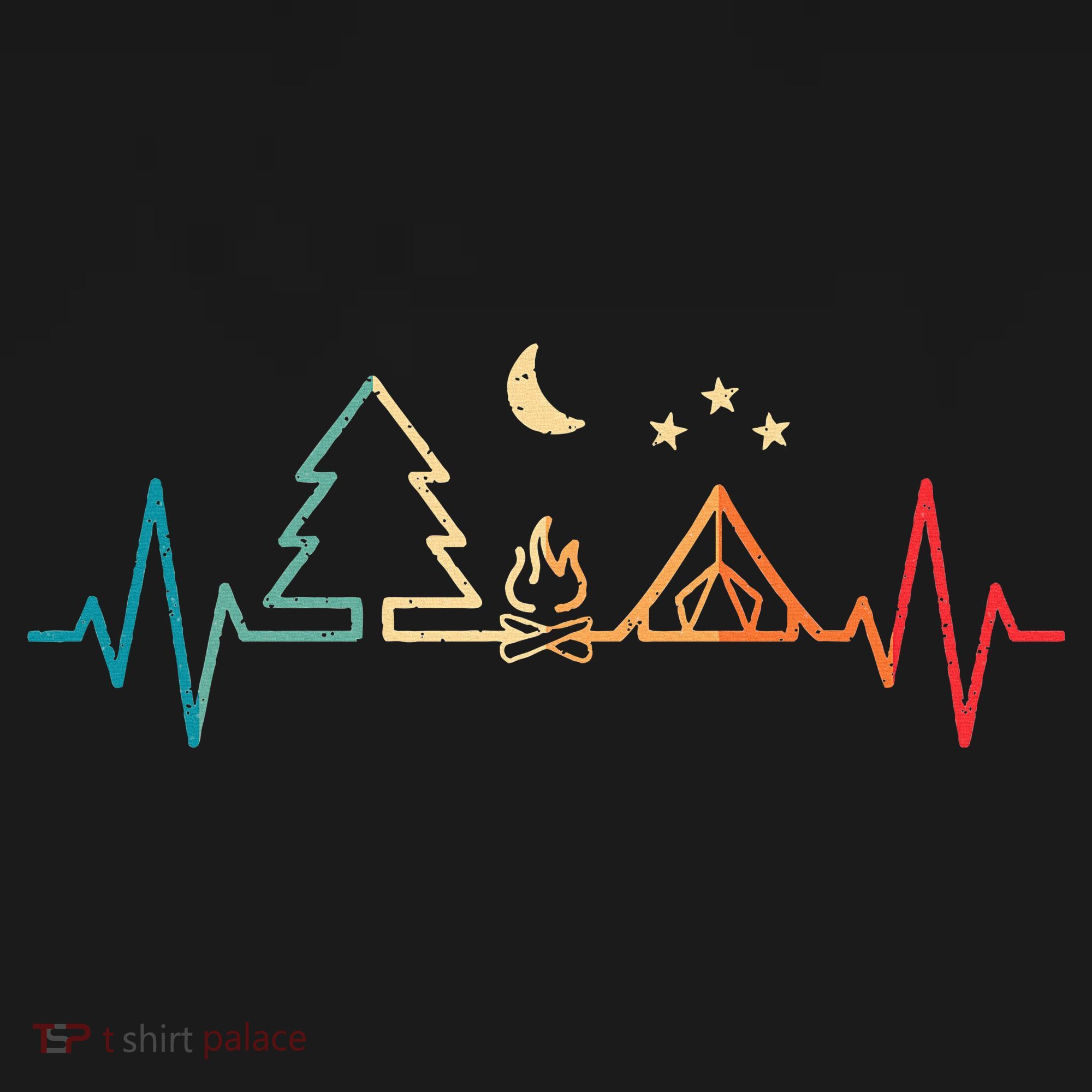 Retro Camping Outdoor Heartbeat Nature Camper Hiking Long Sleeve Shirt