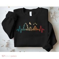 Retro Camping Outdoor Heartbeat Nature Camper Hiking Sweatshirt thumb 2