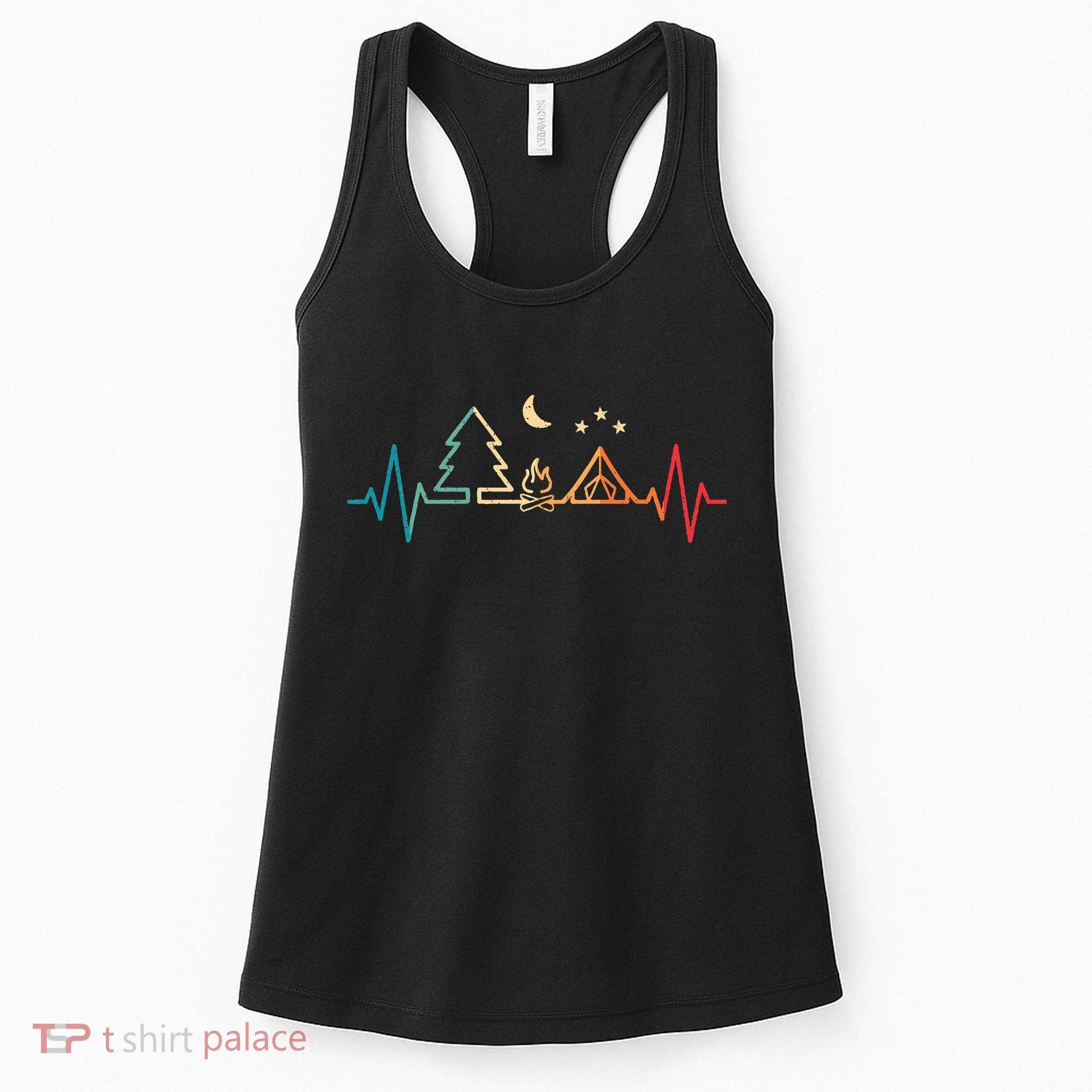 Retro Camping Outdoor Heartbeat Nature Camper Hiking Women's Tank Top