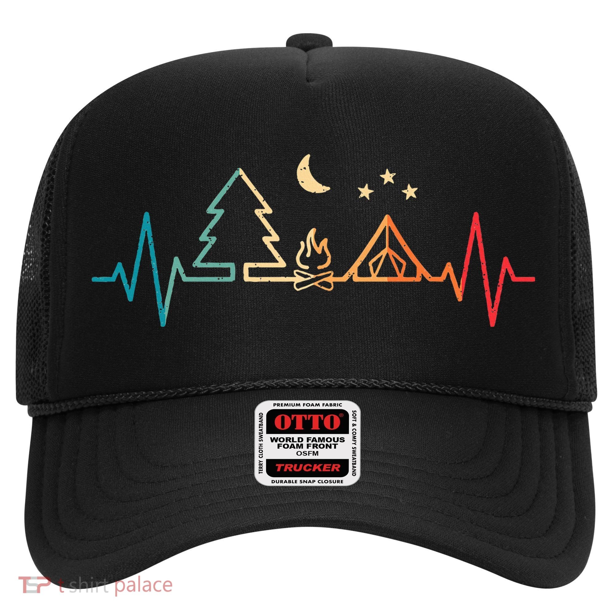 Retro Camping Outdoor Heartbeat Nature Camper Hiking Hat