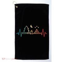 Retro Camping Outdoor Heartbeat Nature Camper Hiking Golf Towel thumb 0
