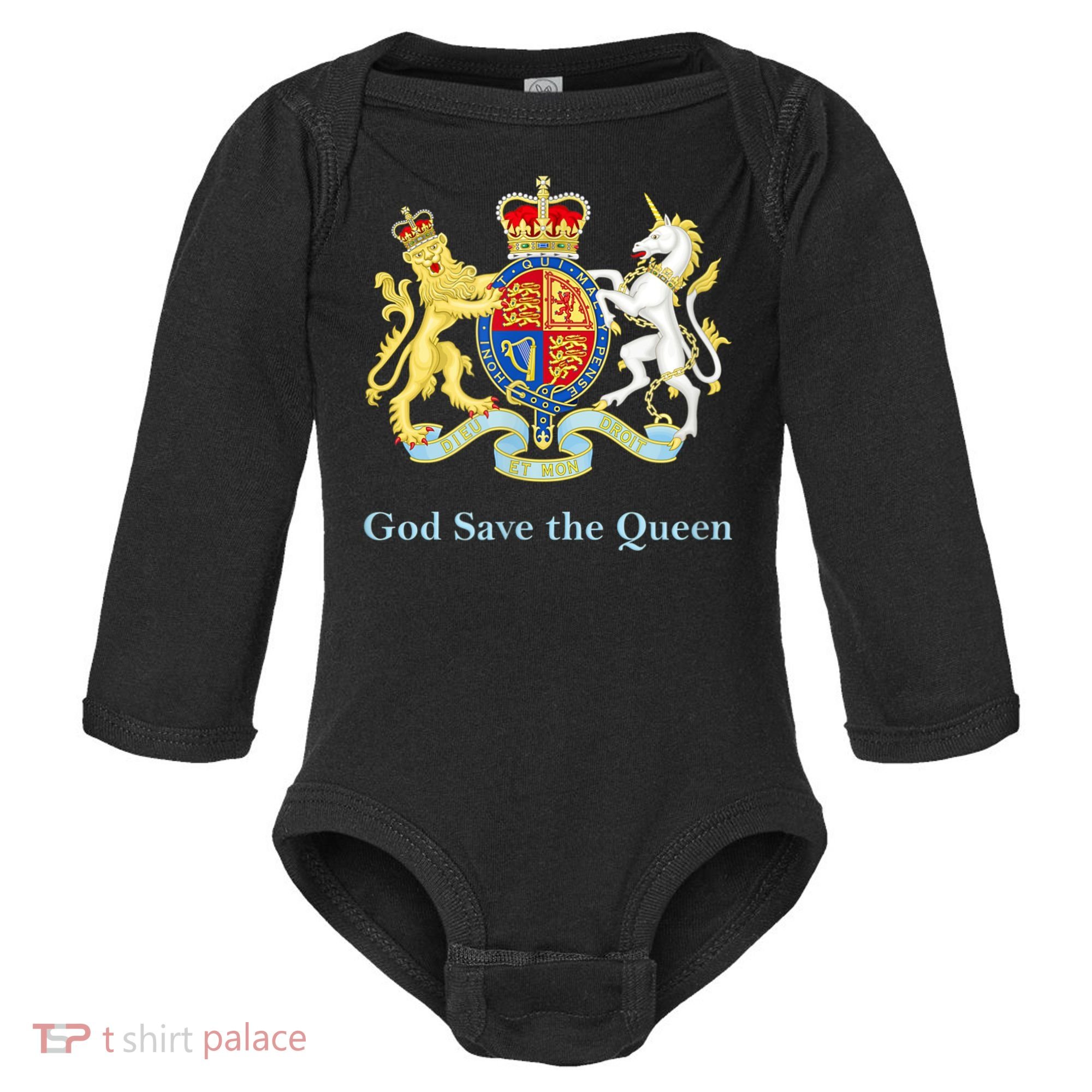 Royal Coat Of Arms, God Save The Queen Baby Long Sleeve Bodysuit