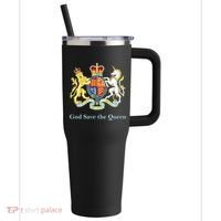 Royal Coat Of Arms, God Save The Queen 40oz Vacuum Insulated Stainless Steel Travel Tumbler thumb 0