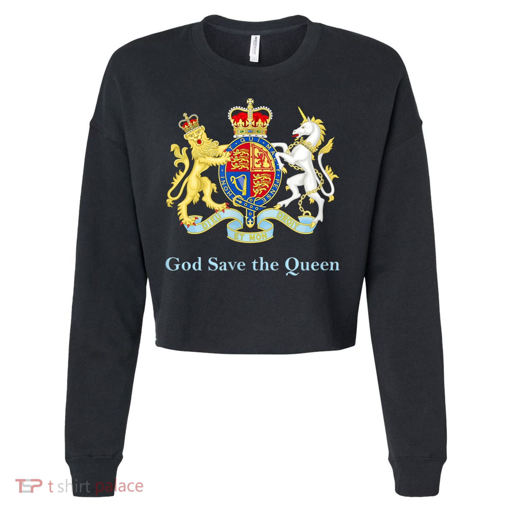 Royal Coat Of Arms, God Save The Queen Cropped Pullover Crew