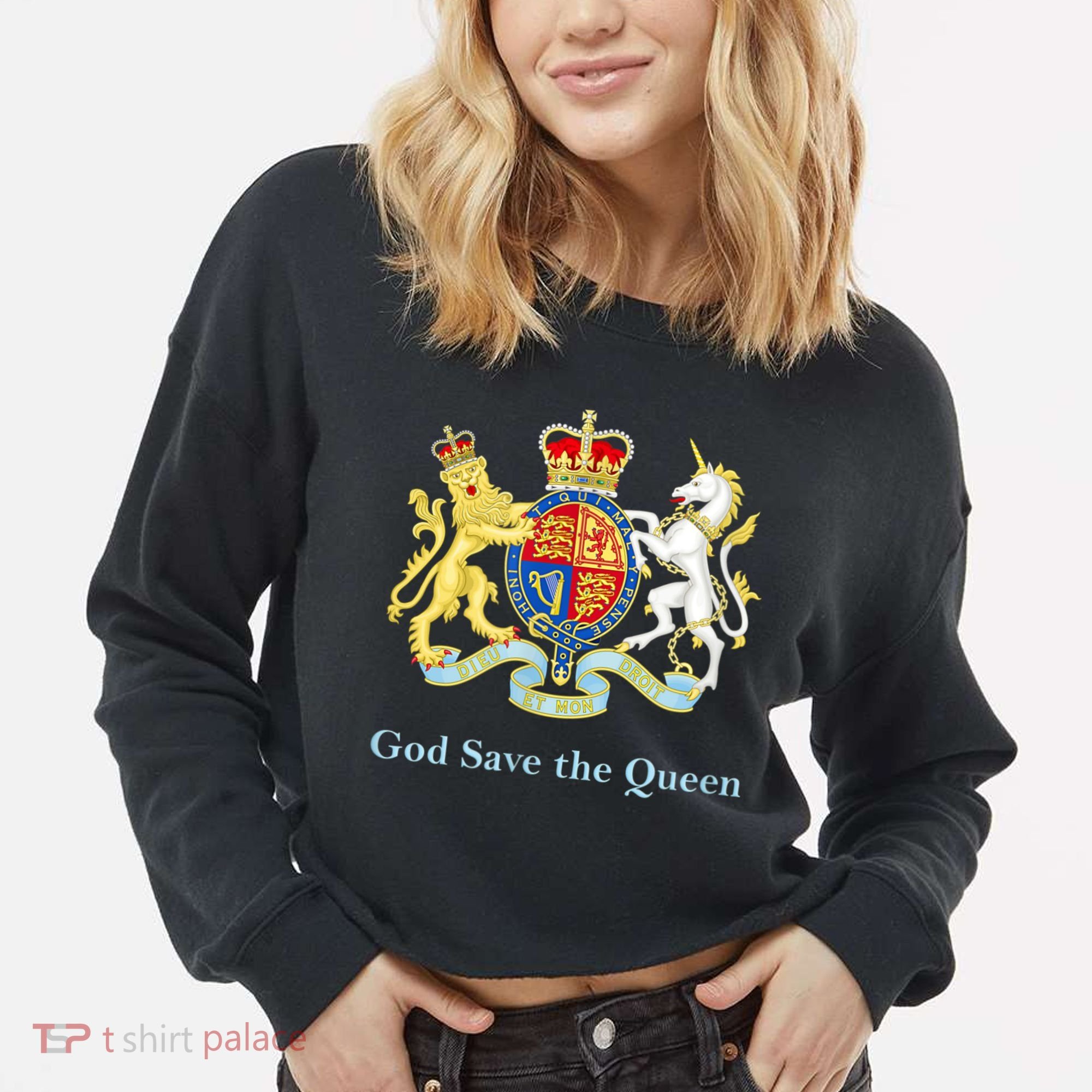 Royal Coat Of Arms, God Save The Queen Cropped Pullover Crew