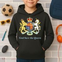 Royal Coat Of Arms, God Save The Queen Kids Hoodie thumb 2