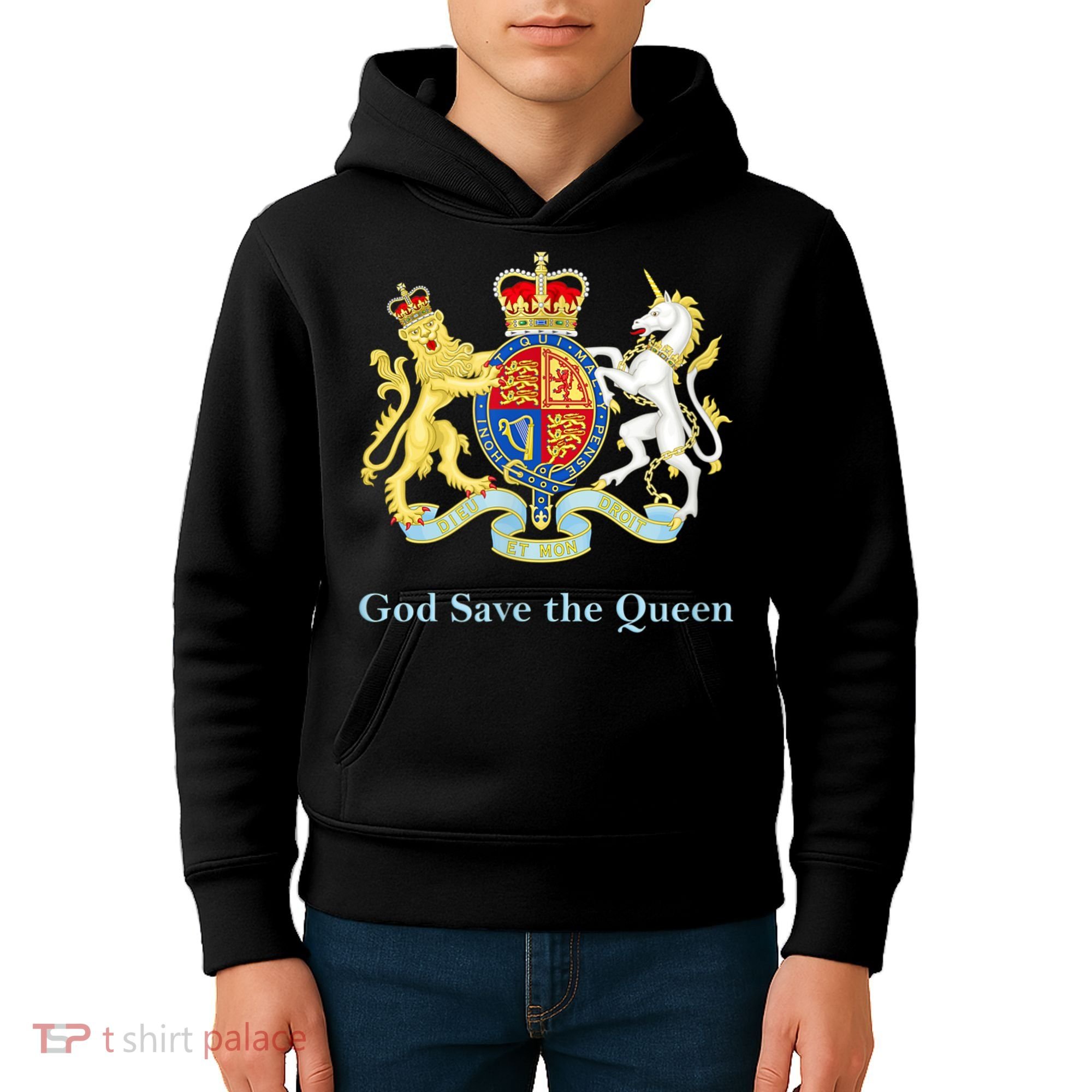 Royal Coat Of Arms, God Save The Queen Kids Hoodie
