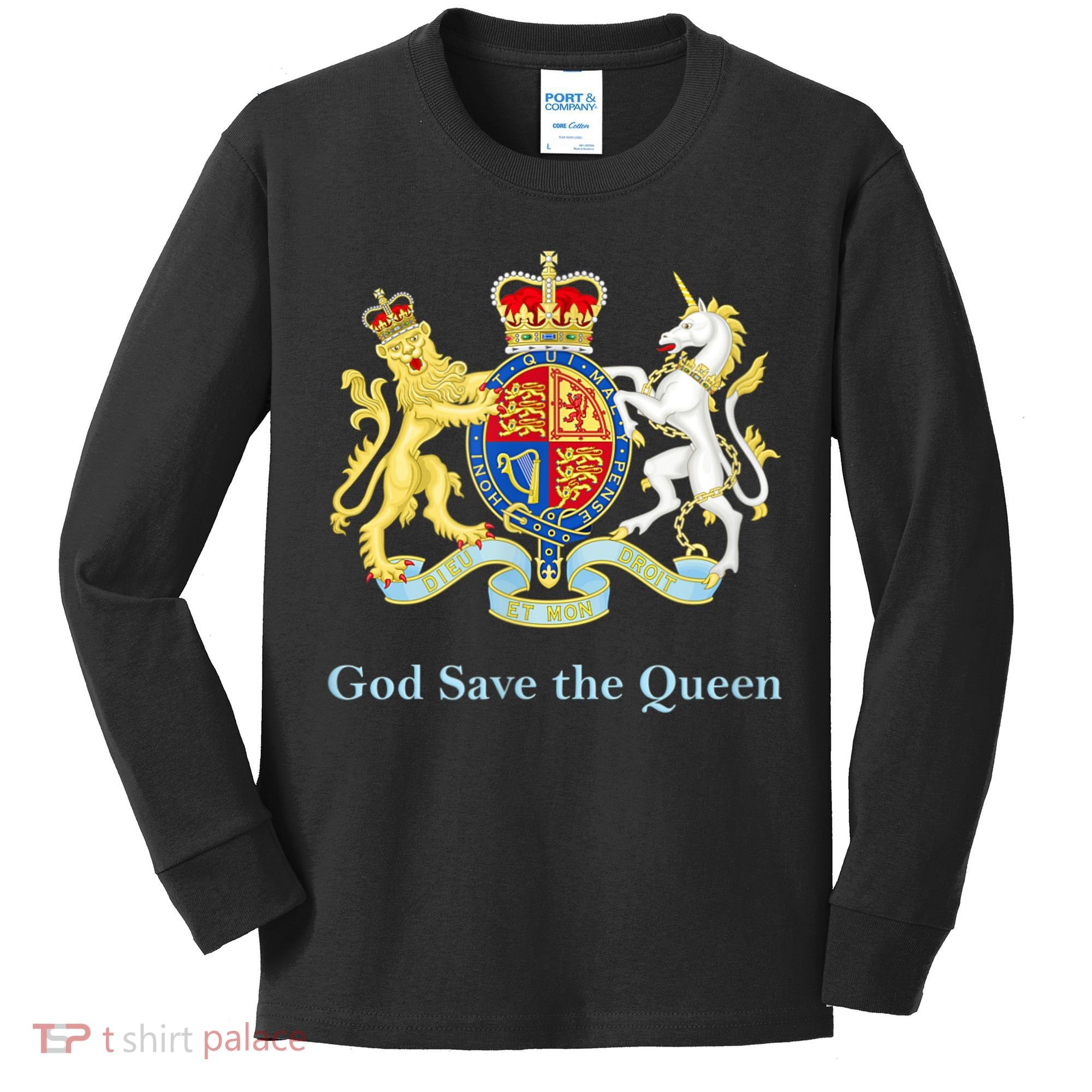 Royal Coat Of Arms, God Save The Queen Kids Long Sleeve Shirt