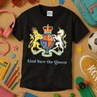 Royal Coat Of Arms, God Save The Queen Kids T-Shirt thumb 3