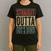 Retro Christian Outfit Straight Outta God's Word T-Shirt thumb 4