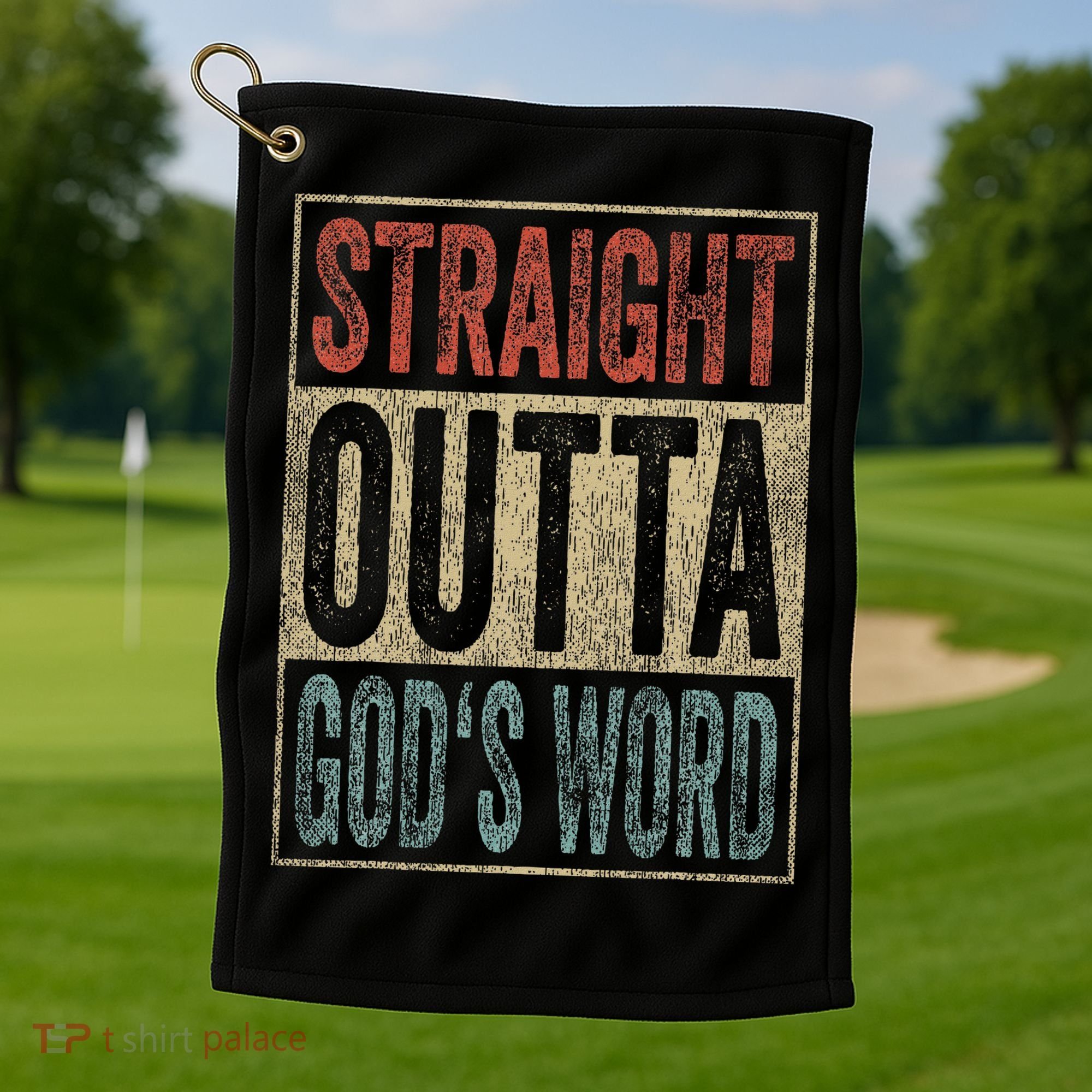 Retro Christian Outfit Straight Outta God's Word Golf Towel