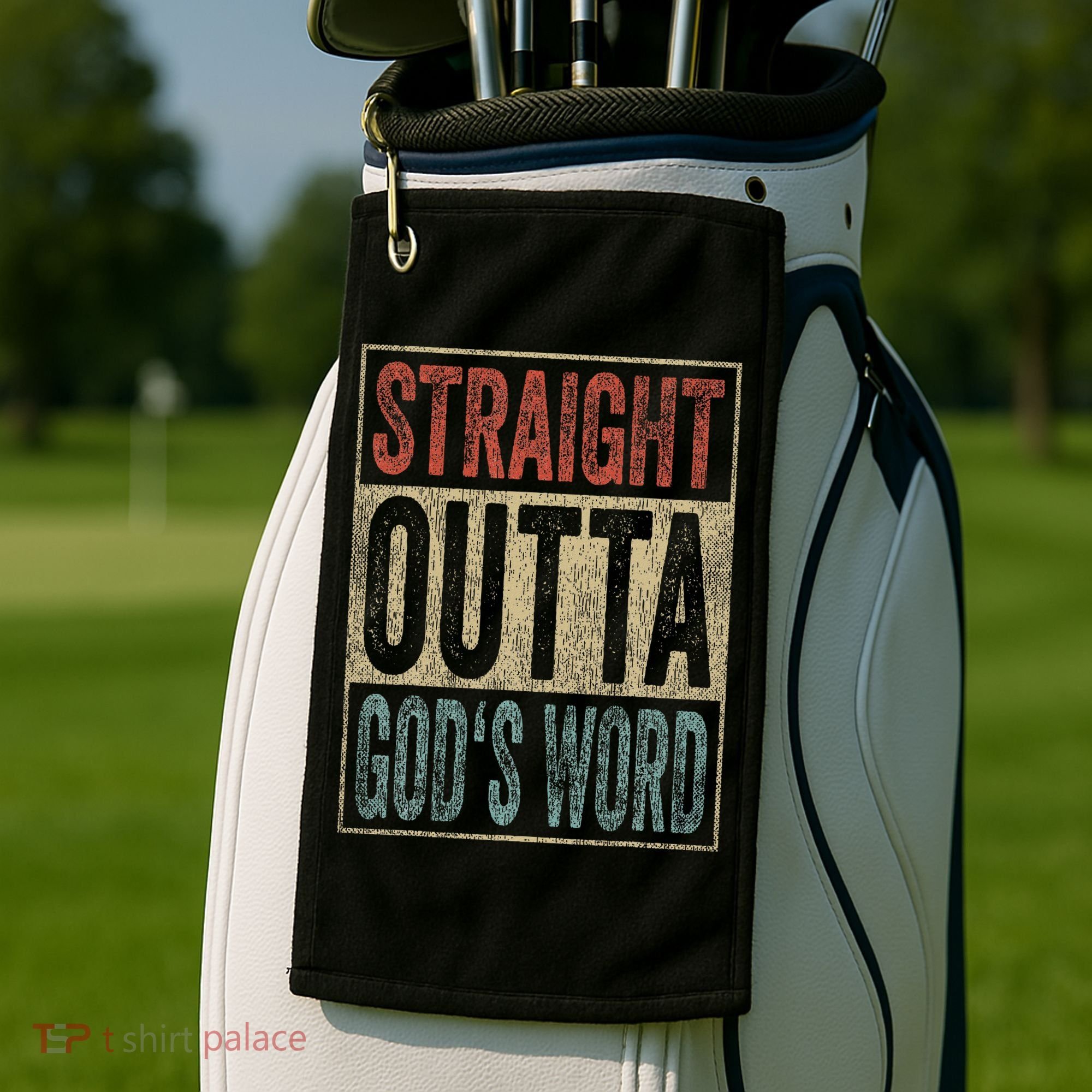 Retro Christian Outfit Straight Outta God's Word Golf Towel