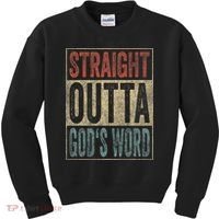 Retro Christian Outfit Straight Outta God's Word Kids Sweatshirt thumb 0