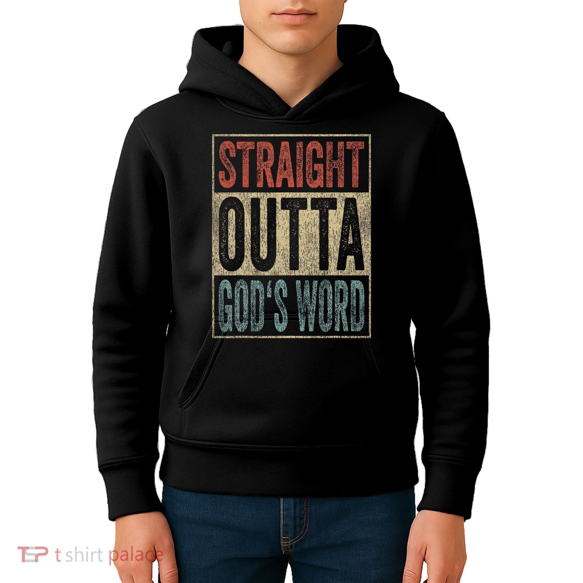 Retro Christian Outfit Straight Outta God's Word Kids Hoodie
