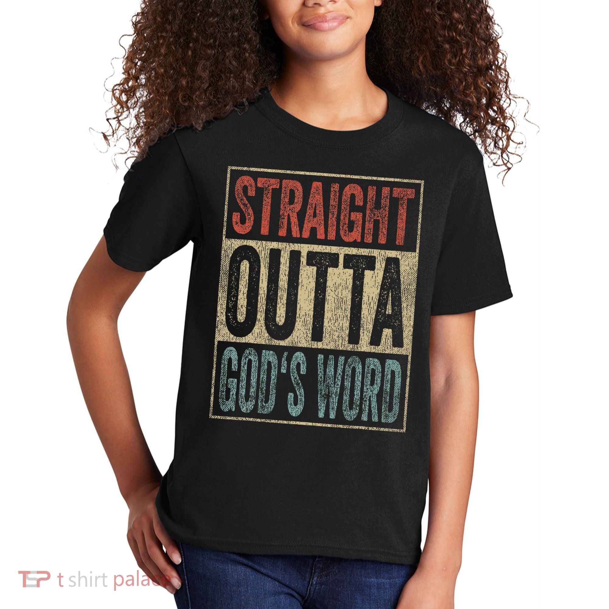 Retro Christian Outfit Straight Outta God's Word Kids T-Shirt