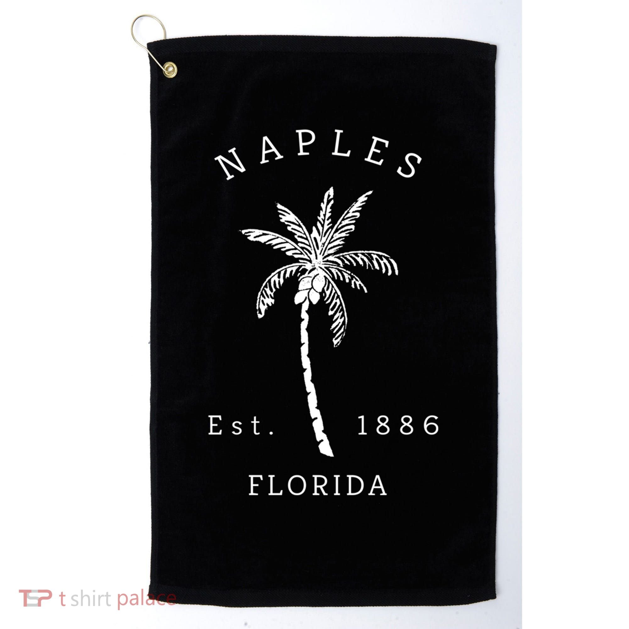Retro Cool Original Naples Florida Beach Palm Tree Meaningful Gift Golf Towel
