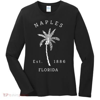 Retro Cool Original Naples Florida Beach Palm Tree Meaningful Gift Women's Long Sleeve Shirt