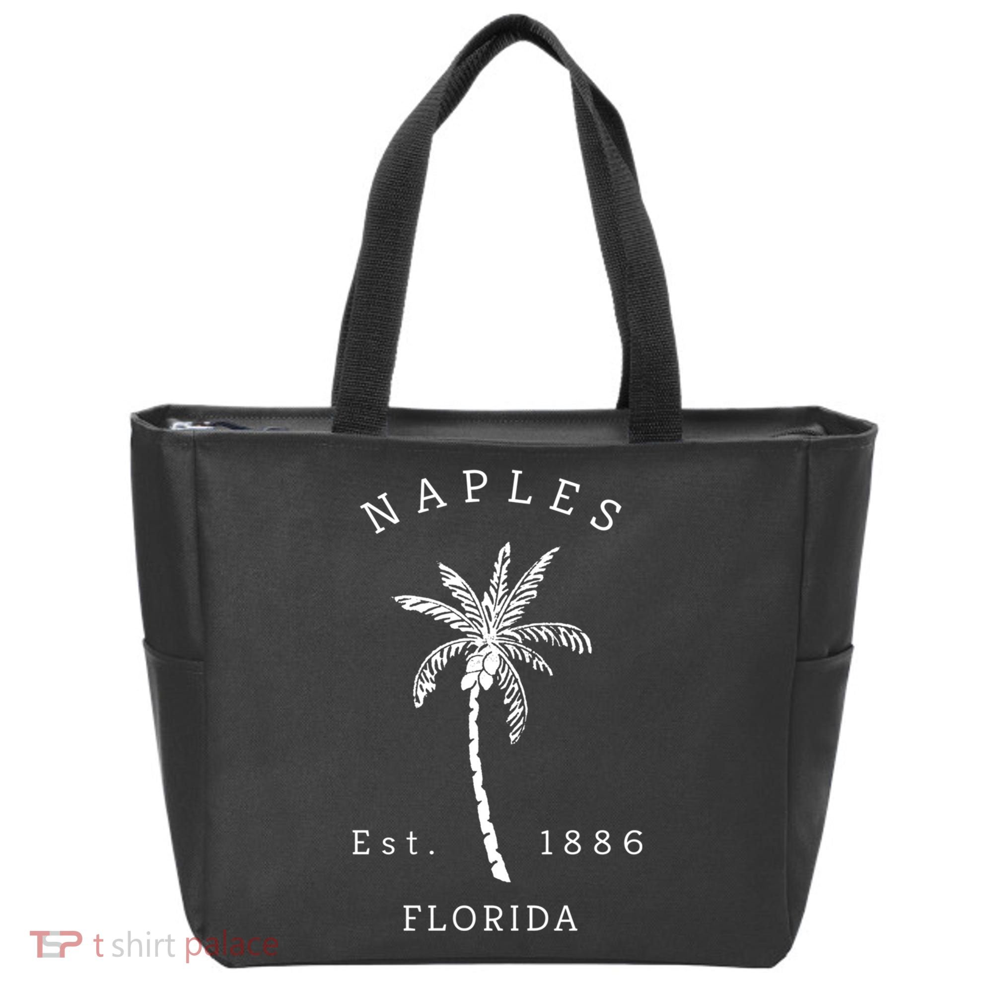 Retro Cool Original Naples Florida Beach Palm Tree Meaningful Gift Tote Bag