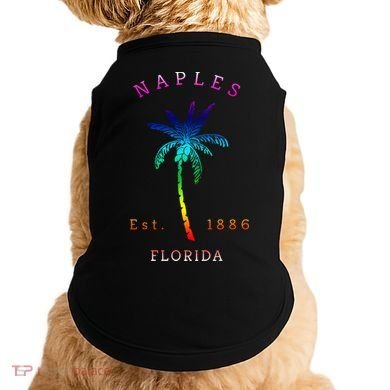 Retro Cool Original Naples Florida Beach Palm Tree Gift Doggie Tank