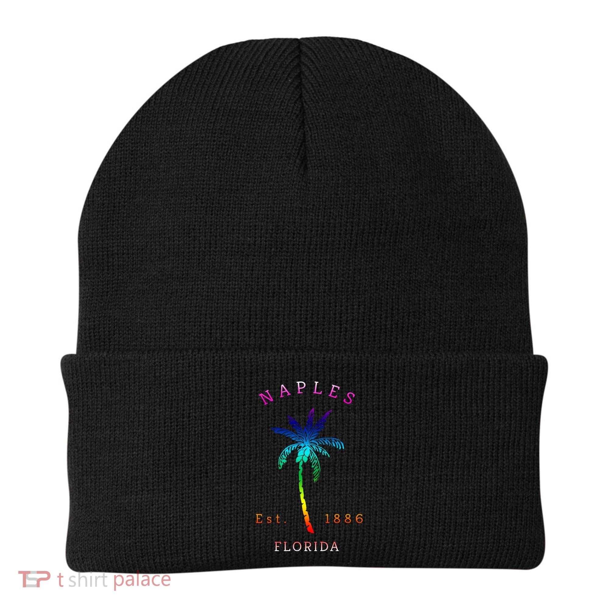 Retro Cool Original Naples Florida Beach Palm Tree Gift Beanie