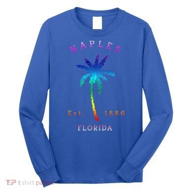 Retro Cool Original Naples Florida Beach Palm Tree Gift Long Sleeve Shirt