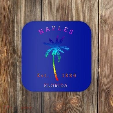 Retro Cool Original Naples Florida Beach Palm Tree Gift Coaster