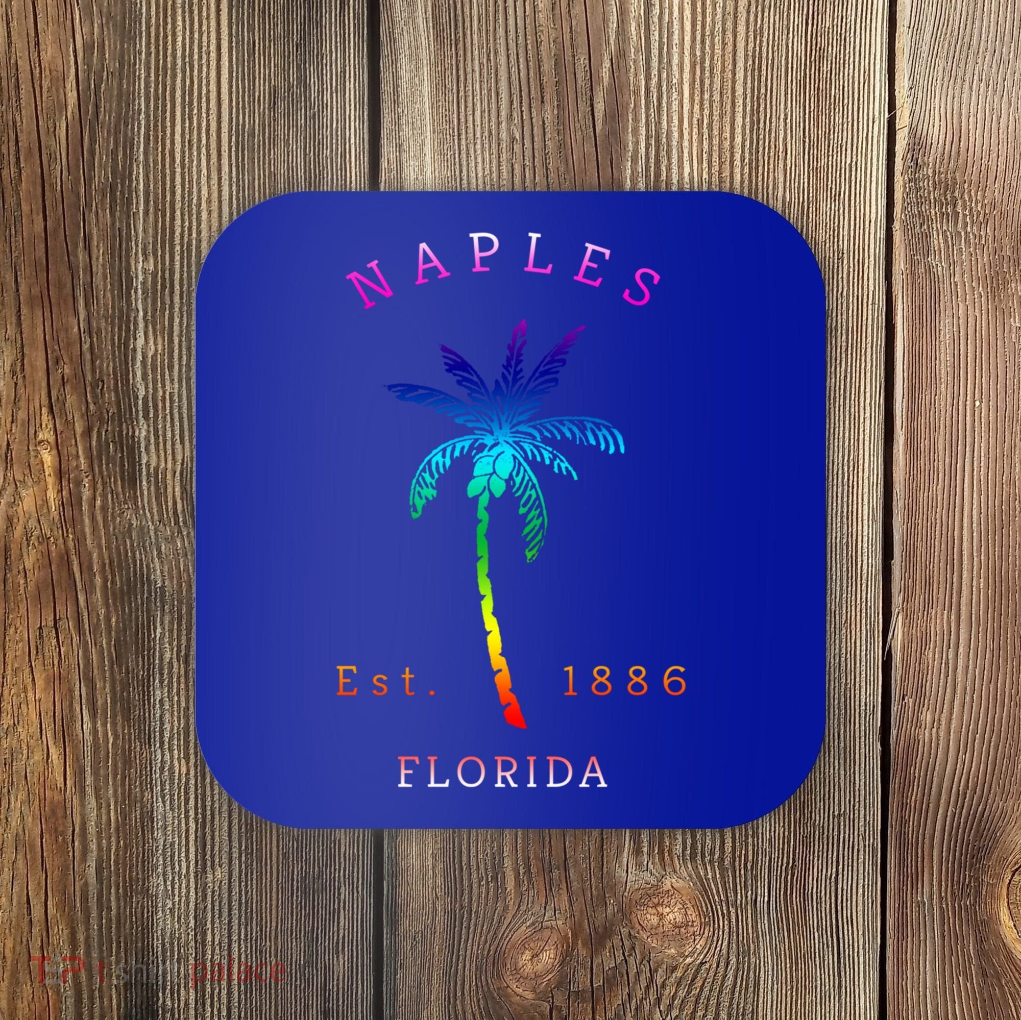 Retro Cool Original Naples Florida Beach Palm Tree Gift Coaster