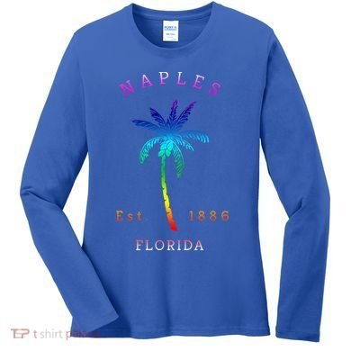 Retro Cool Original Naples Florida Beach Palm Tree Gift Women's Long Sleeve Shirt
