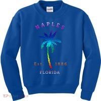Retro Cool Original Naples Florida Beach Palm Tree Gift Kids Sweatshirt thumb 0