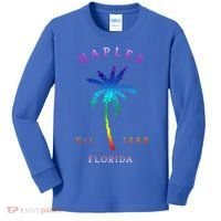 Retro Cool Original Naples Florida Beach Palm Tree Gift Kids Long Sleeve Shirt thumb 0