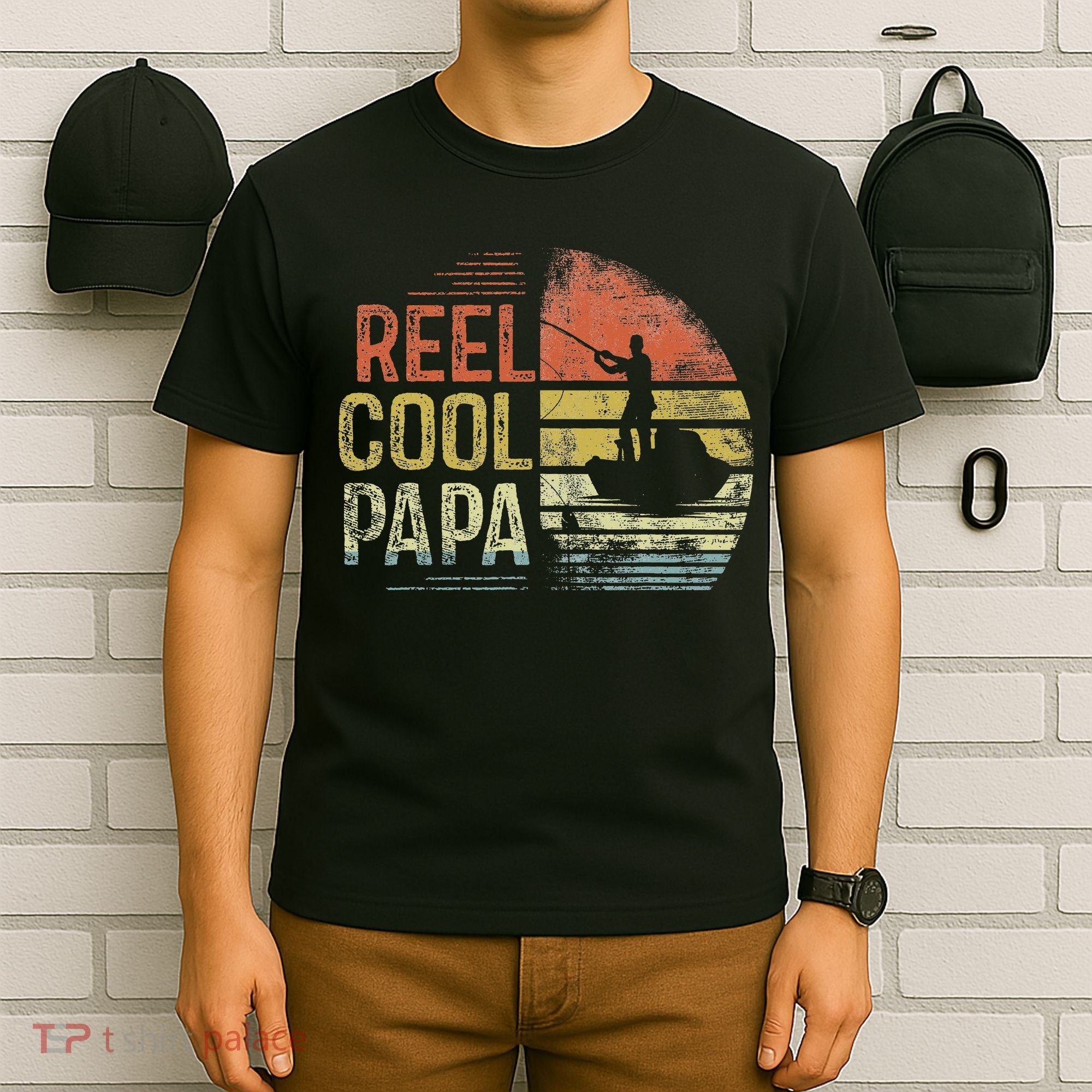 Reel Cool Papa Fishing Gifts Papa Birthday Vintage T-Shirt