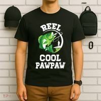 Reel Cool Pawpaw Fishing Fisherman Funny Retro Pawpaw T-Shirt thumb 6