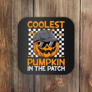 Retro Coolest Pumpkin In The Patch Outfit Halloween Coaster