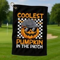 Retro Coolest Pumpkin In The Patch Outfit Halloween Golf Towel thumb 1
