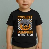 Retro Coolest Pumpkin In The Patch Outfit Halloween Toddler T-Shirt thumb 2