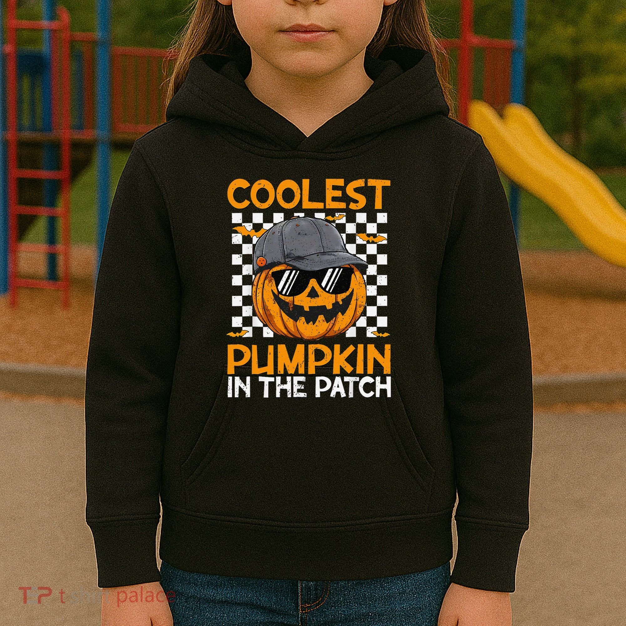 Retro Coolest Pumpkin In The Patch Outfit Halloween Kids Hoodie