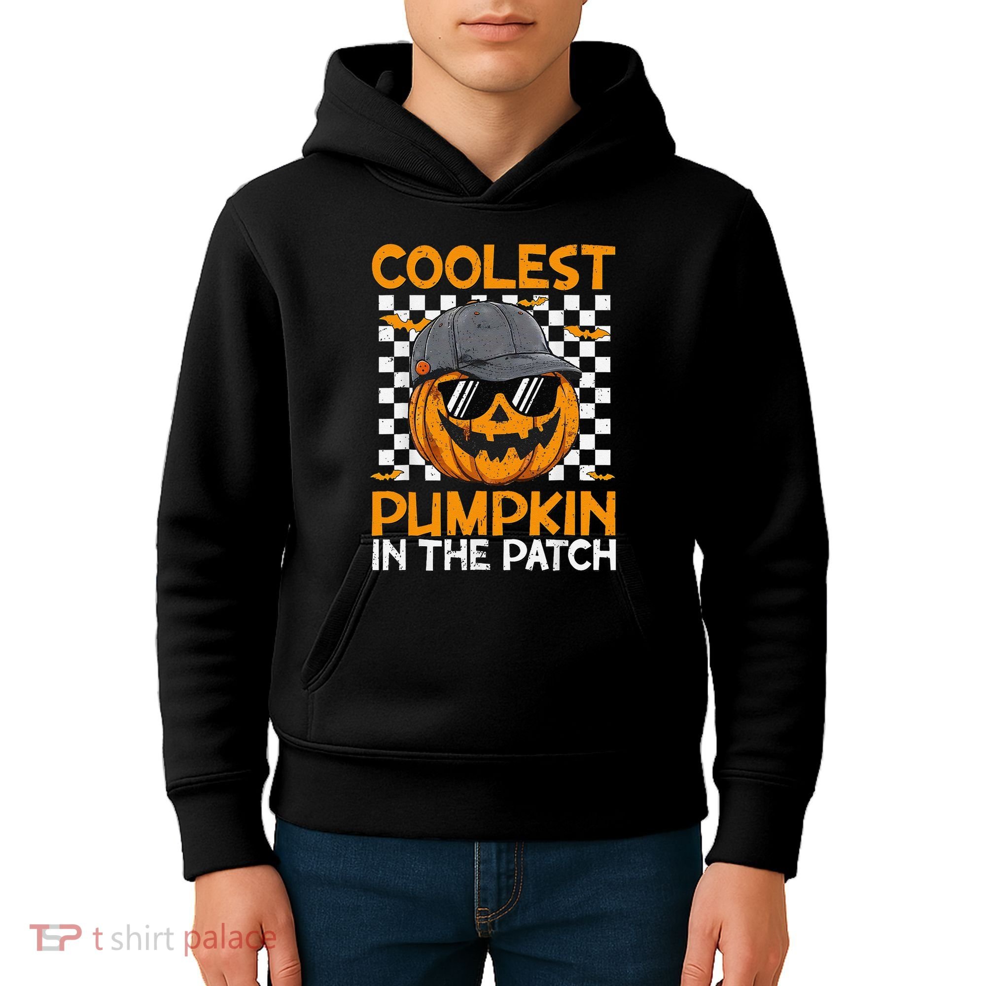 Retro Coolest Pumpkin In The Patch Outfit Halloween Kids Hoodie