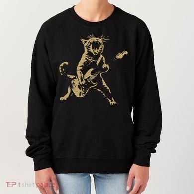 Rock Cat Playing Guitar Funny Guitar Cat Women's Sweatshirt