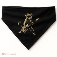 Rock Cat Playing Guitar Funny Guitar Cat USA-Made Doggie Bandana thumb 0