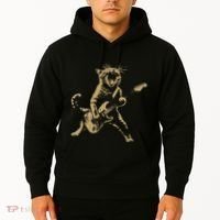 Rock Cat Playing Guitar Funny Guitar Cat Hoodie thumb 2
