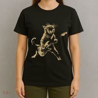 Rock Cat Playing Guitar Funny Guitar Cat T-Shirt thumb 4