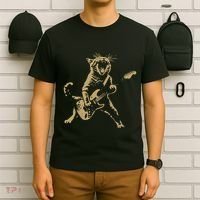 Rock Cat Playing Guitar Funny Guitar Cat T-Shirt thumb 6