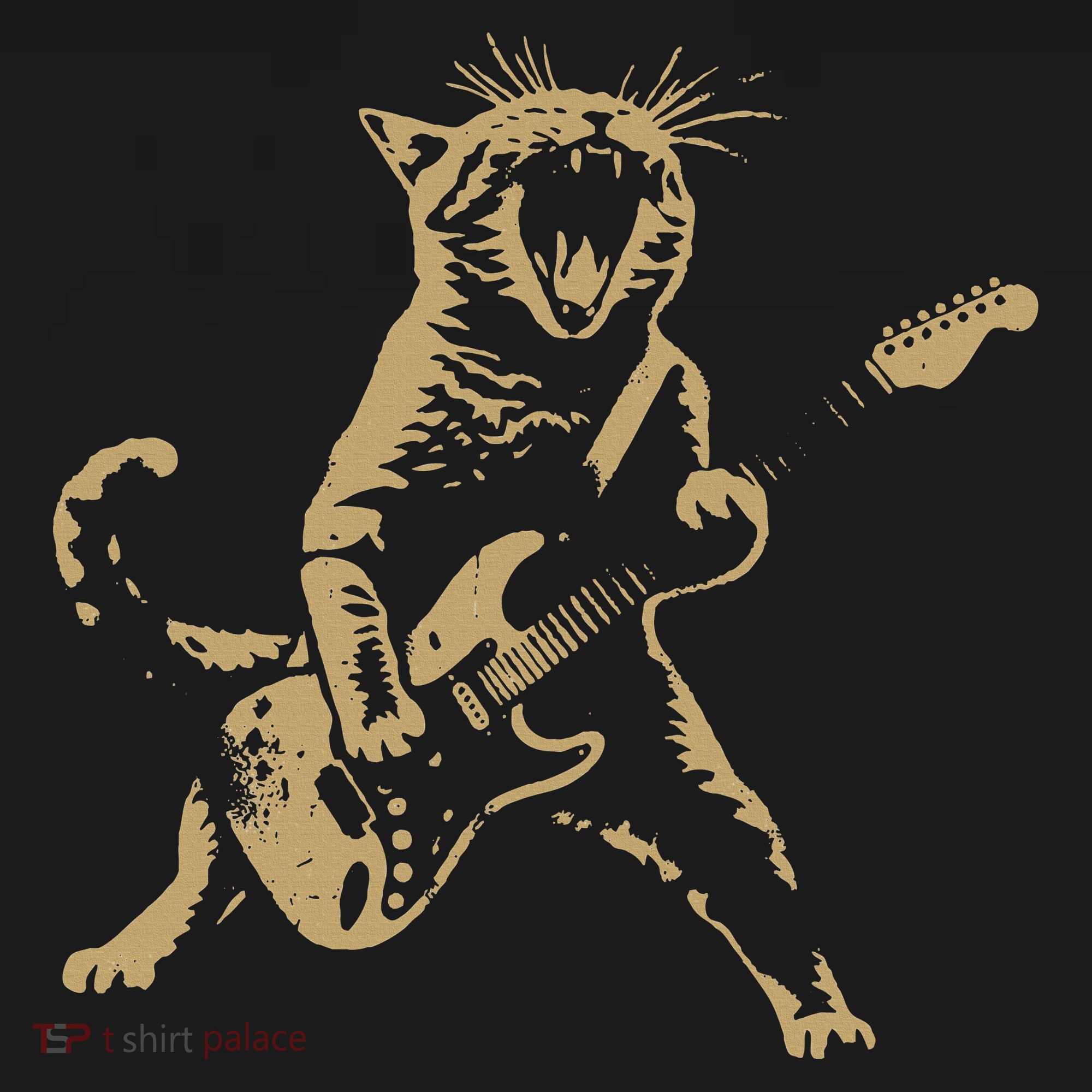 Rock Cat Playing Guitar Funny Guitar Cat Backpack