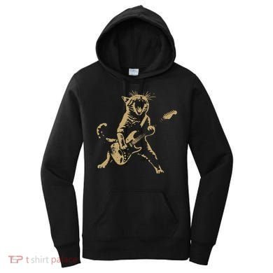 Rock Cat Playing Guitar Funny Guitar Cat Women's Hoodie