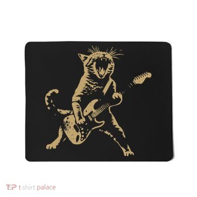 Rock Cat Playing Guitar Funny Guitar Cat Mousepad