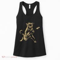 Rock Cat Playing Guitar Funny Guitar Cat Women's Tank Top thumb 0