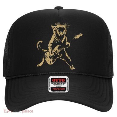 Rock Cat Playing Guitar Funny Guitar Cat Hat